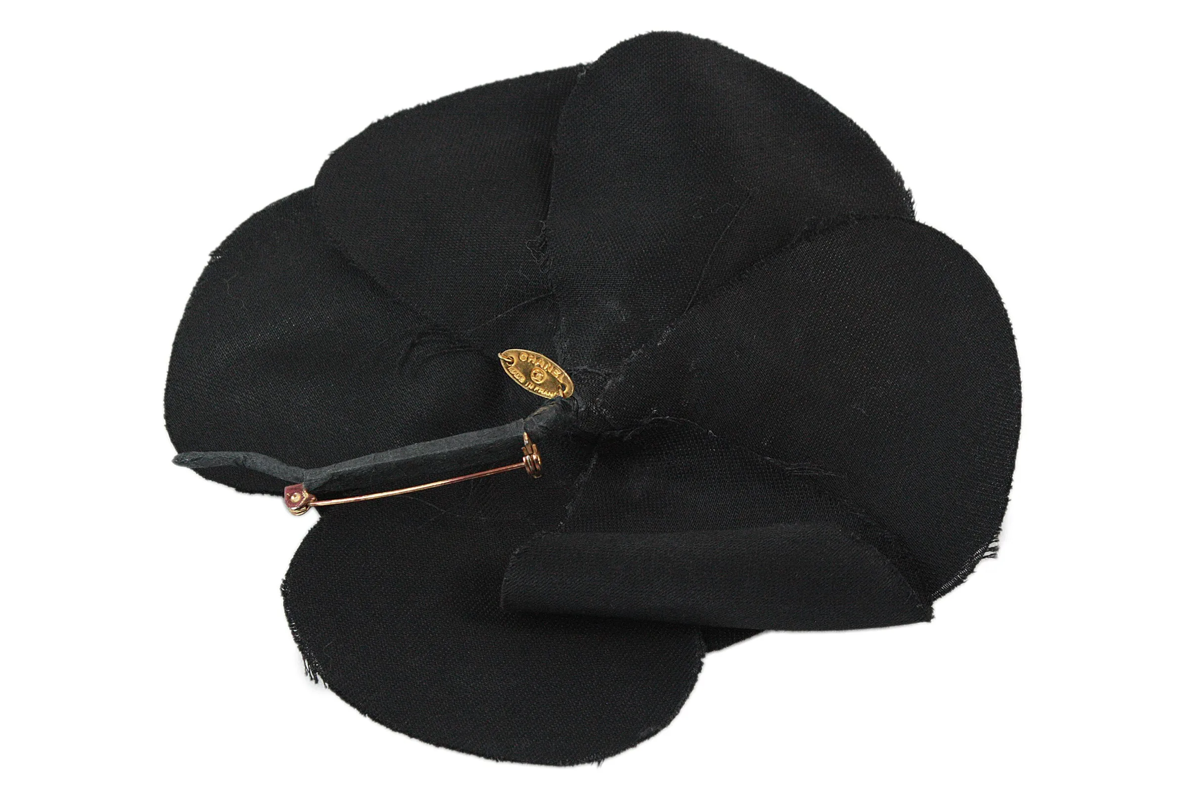 CHANEL Black Camellia Brooch