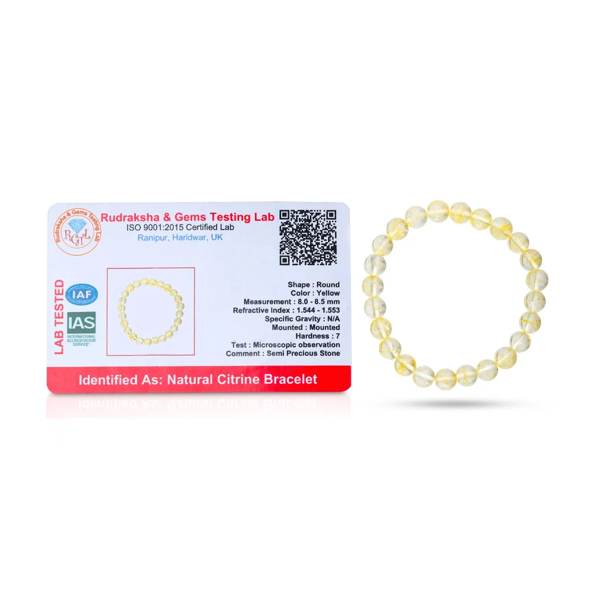 Citrine Bracelet - 2.5 Inches | Crystal Bracelet/ Gemstone Bracelet for Men & Women