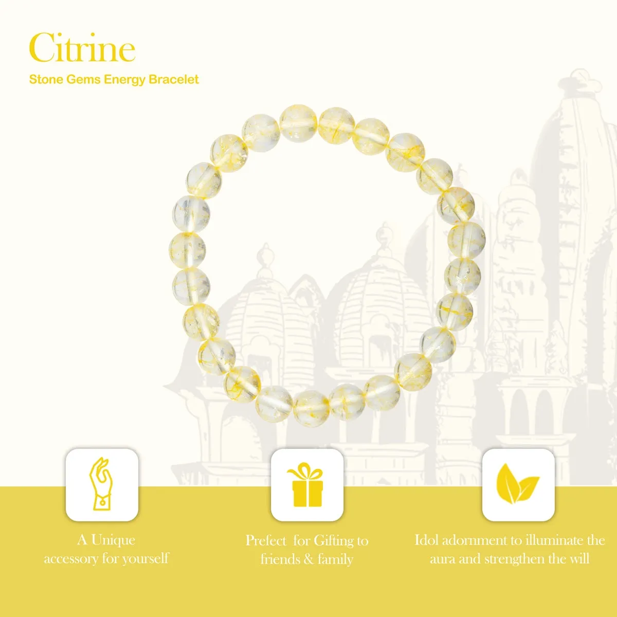 Citrine Bracelet - 2.5 Inches | Crystal Bracelet/ Gemstone Bracelet for Men & Women