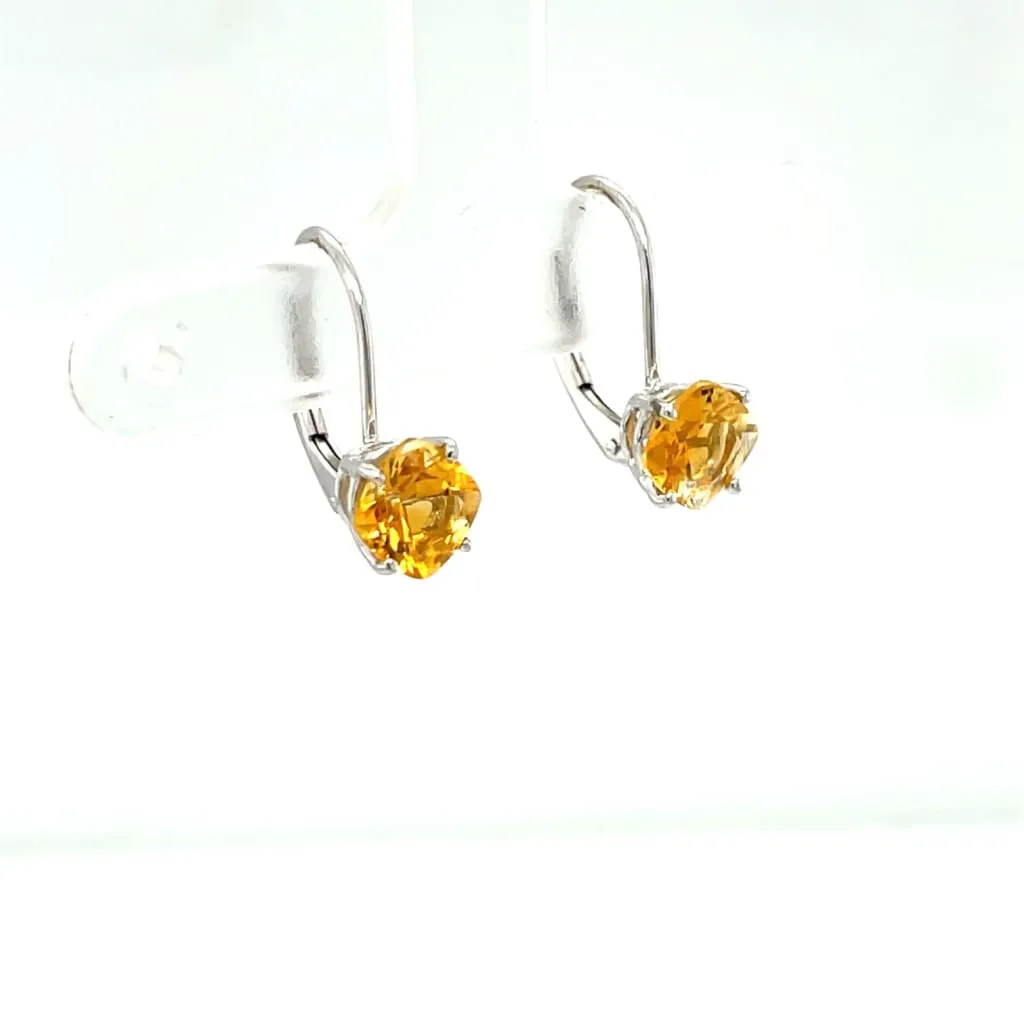 Citrine Earrings 14K White Gold at Regard Jewelry in Austin Texas