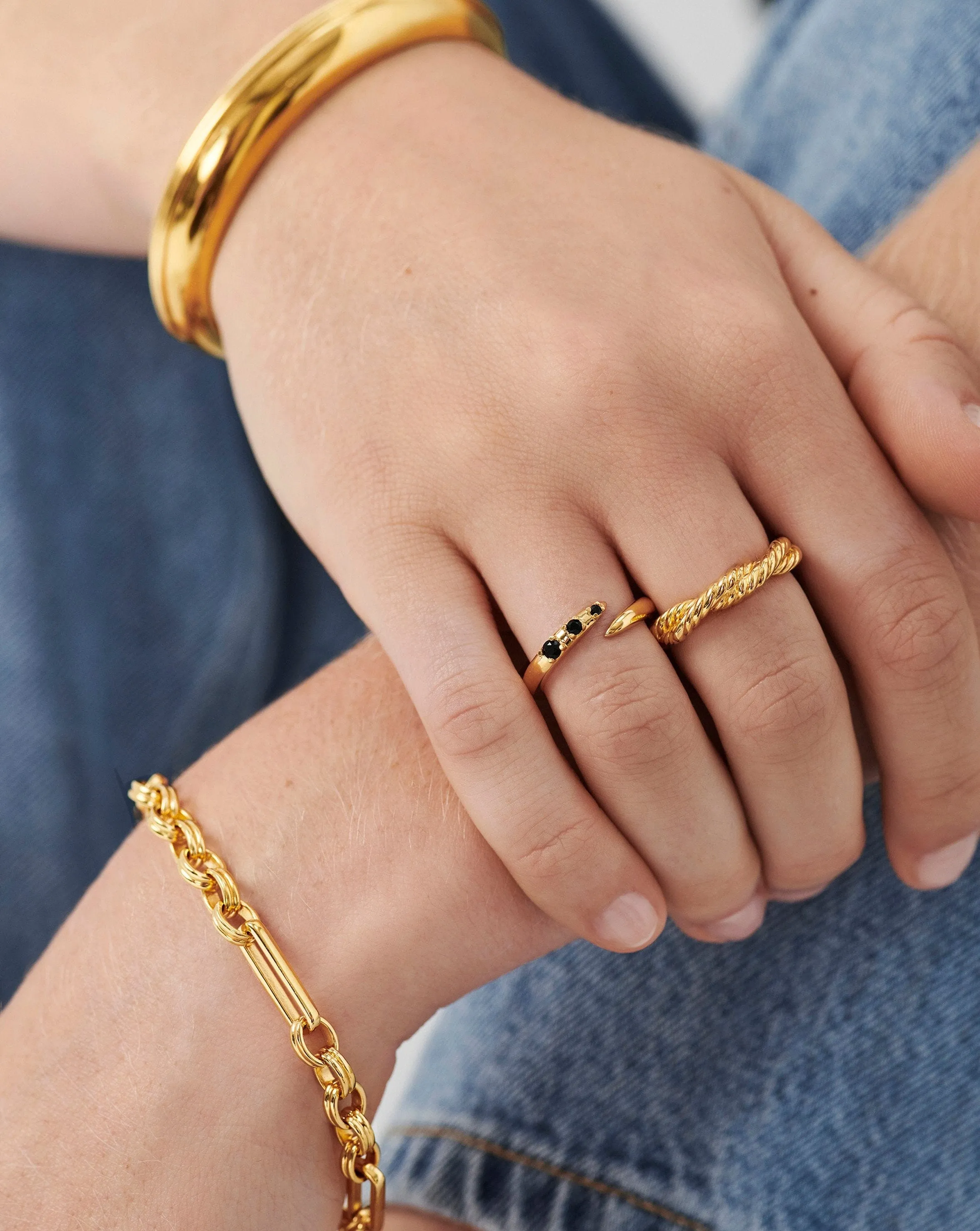 Claw Studded Ring | 18ct Gold Vermeil/Black Onyx