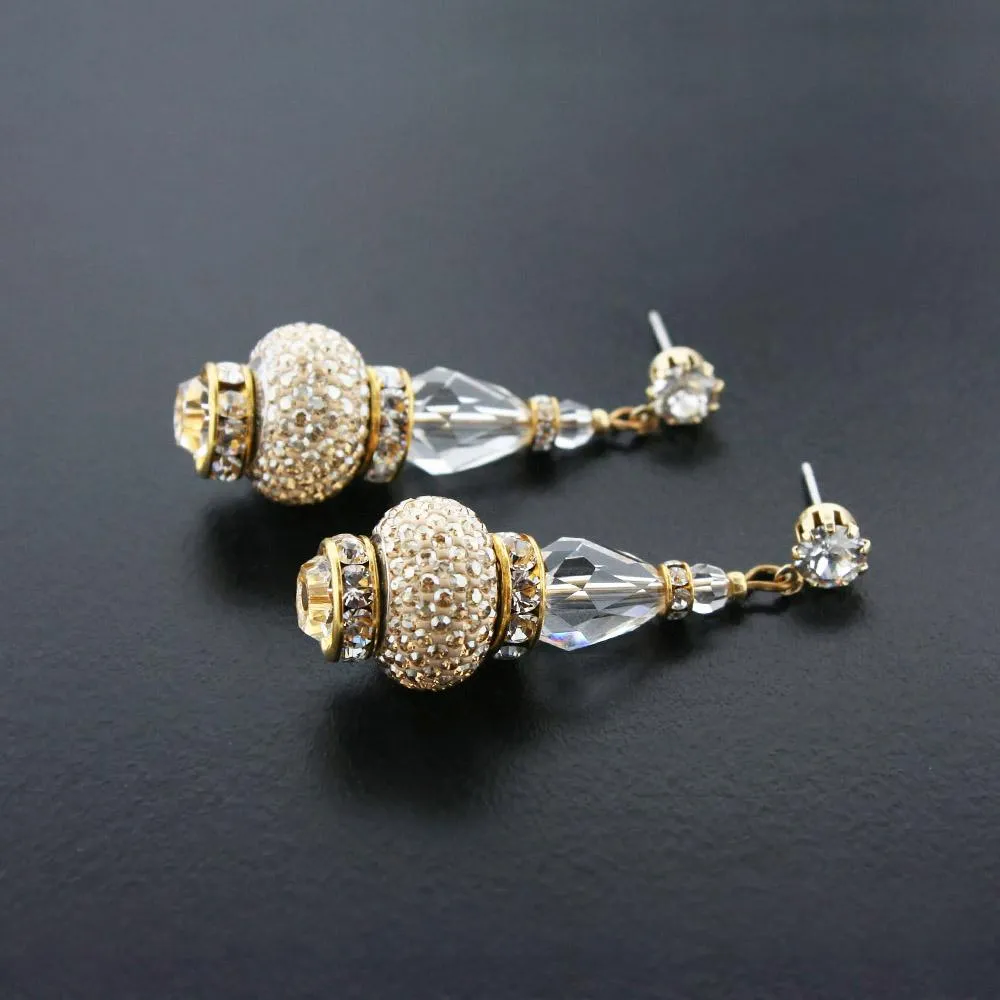 Crystal Drop Earrings with Pavé Charms