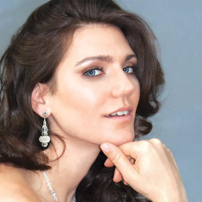 Crystal Drop Earrings with Pavé Charms