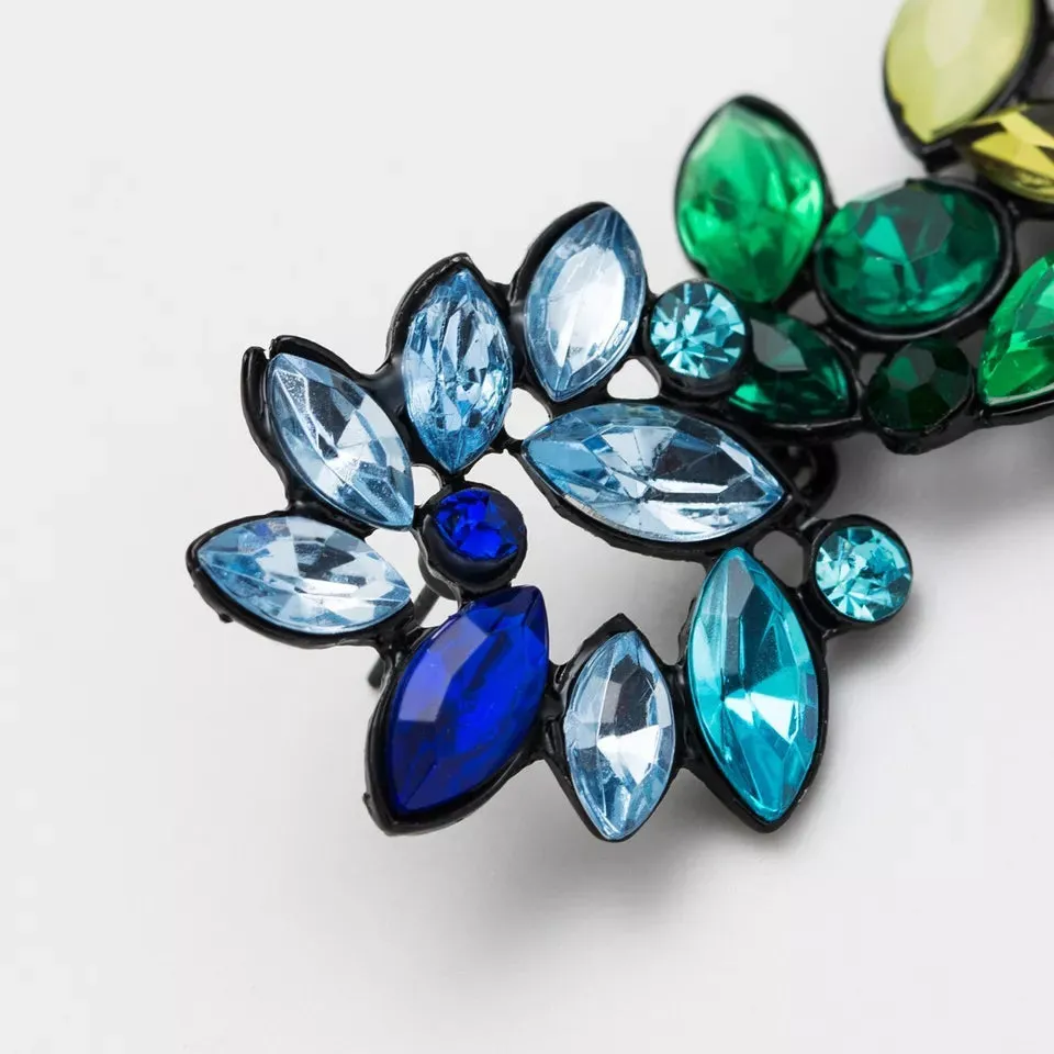 Crystal Flower Earrings-Long Drop Dangle-Rhinestone Acrylic Earrings for Women