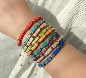 CubeColor Fantasy Agate WovenBracelet Retro Wind Turquoise Retractable Bracelet Female New