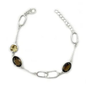 Dainty Smoky Quartz Citrine Bracelet