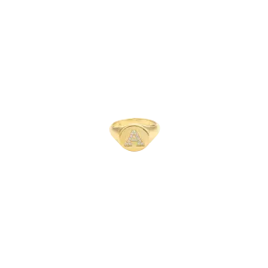 Diamond Initial Signet Ring - 14K Yellow Gold