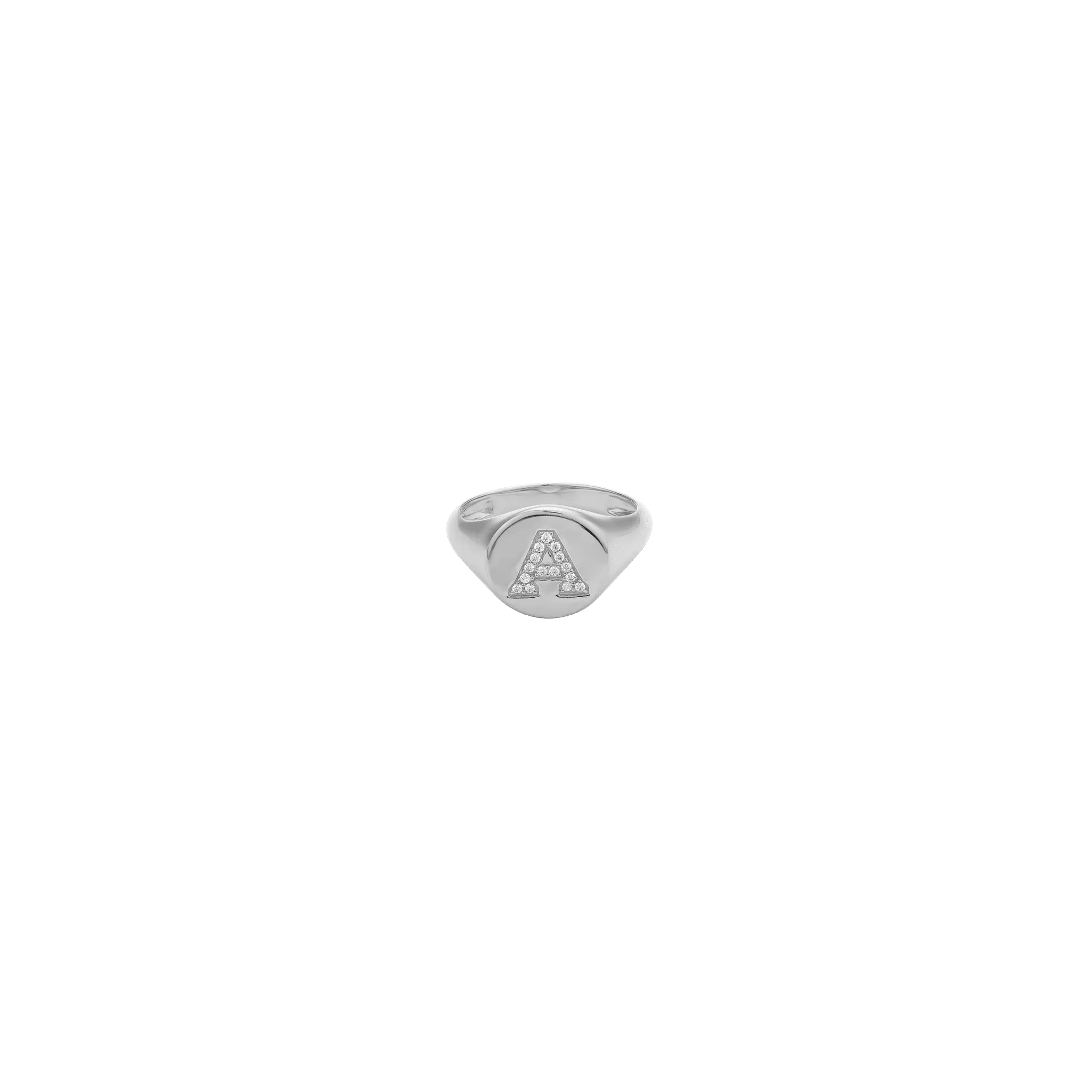 Diamond Initial Signet Ring - 14K Yellow Gold