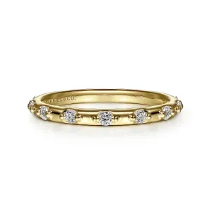 Diamond Station Stackable Ring in 14K Yellow Gold