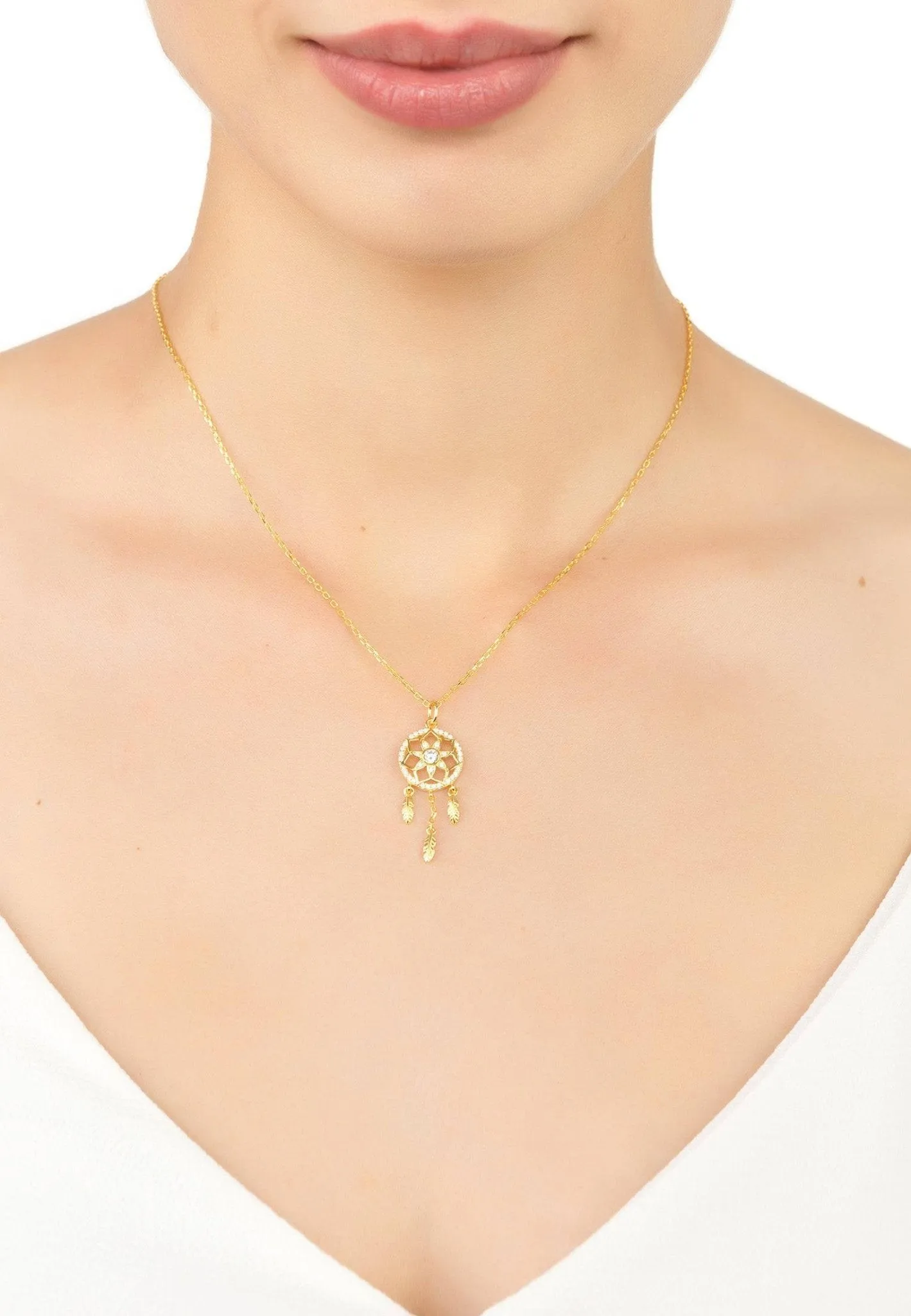 Dreamcatcher Necklace Gold