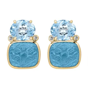 Earrings - Blue Topaz And Diamond (2386A)