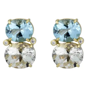 Earrings - Blue Topaz, Crystal And Diamond