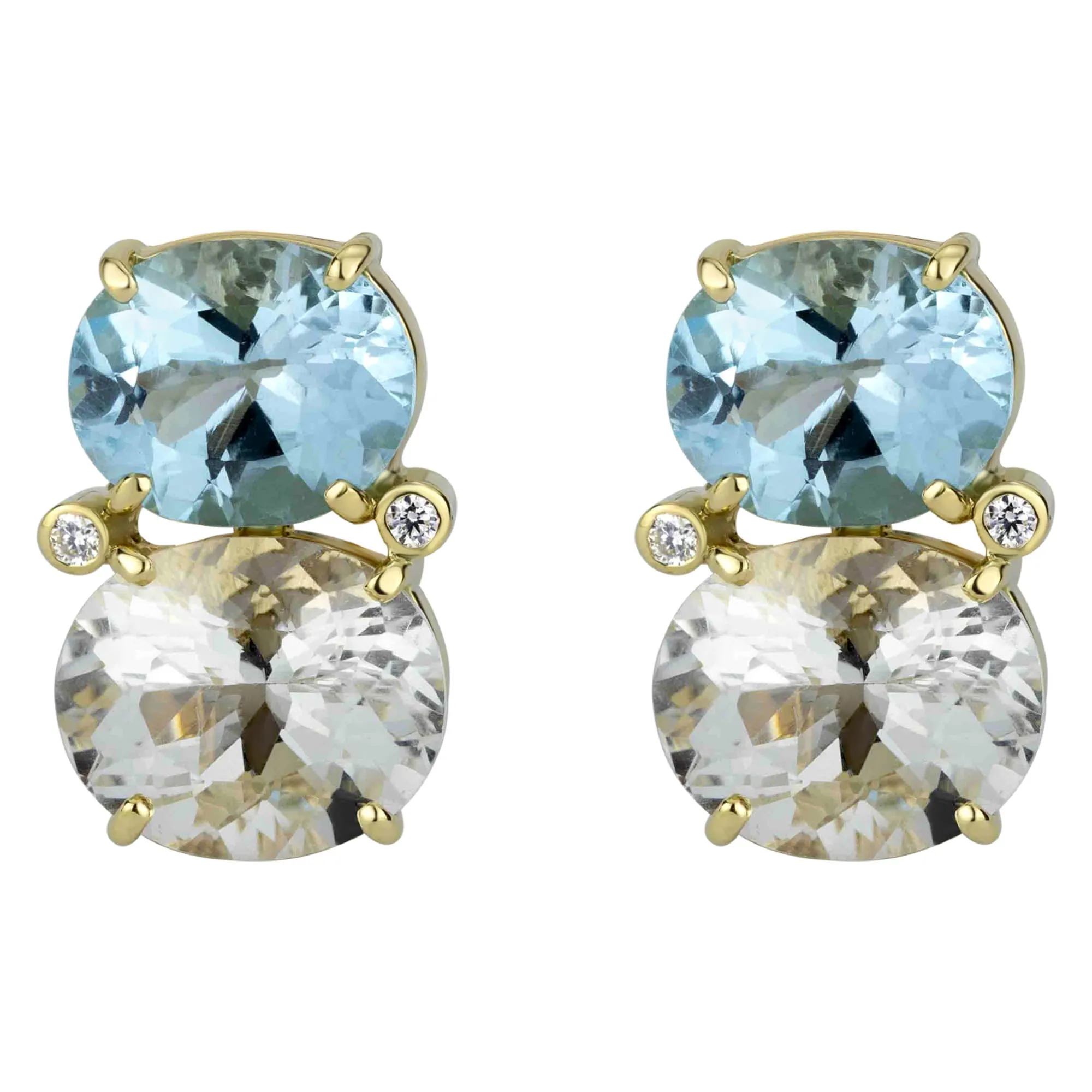 Earrings - Blue Topaz, Crystal And Diamond