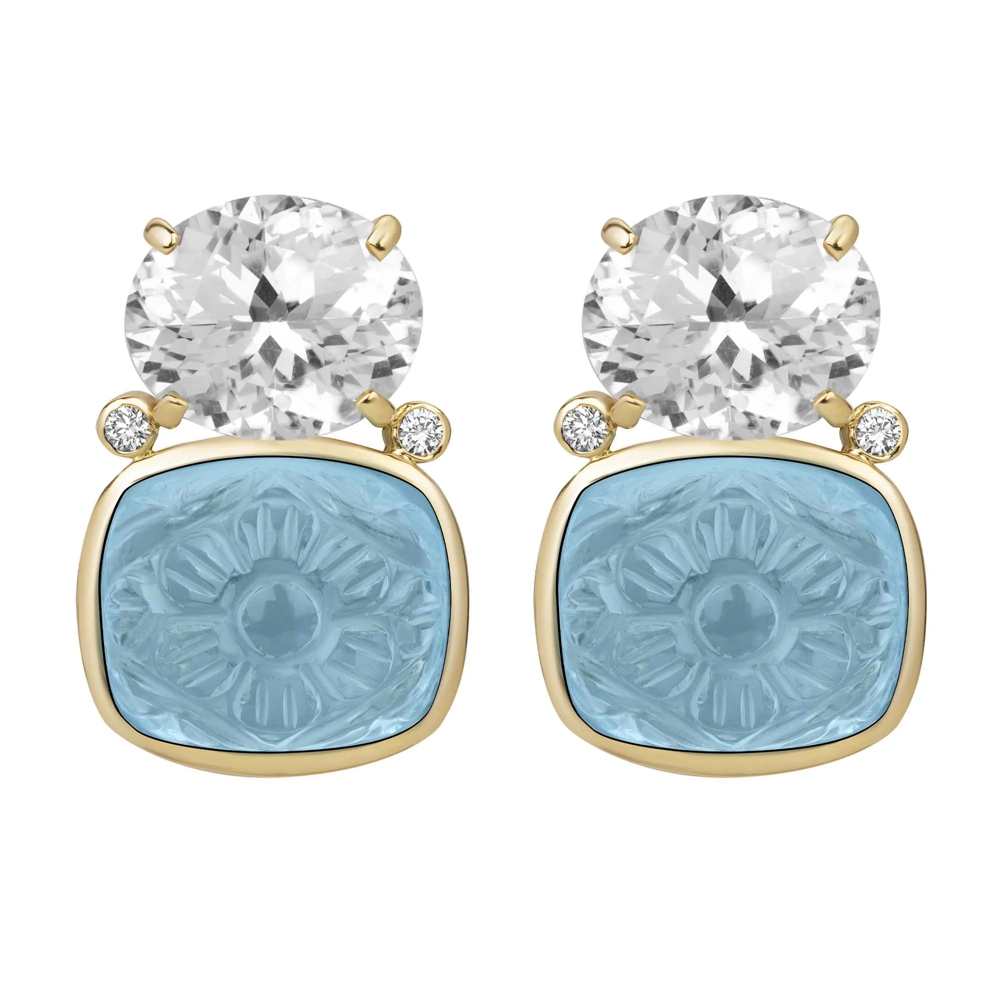 Earrings - Crystal, Blue Topaz And Diamond (2382B)