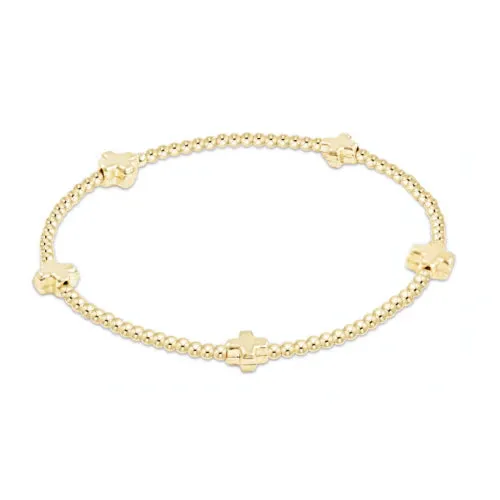 eGirl Signature Cross Small Gold Pattern 2mm Bead Bracelet