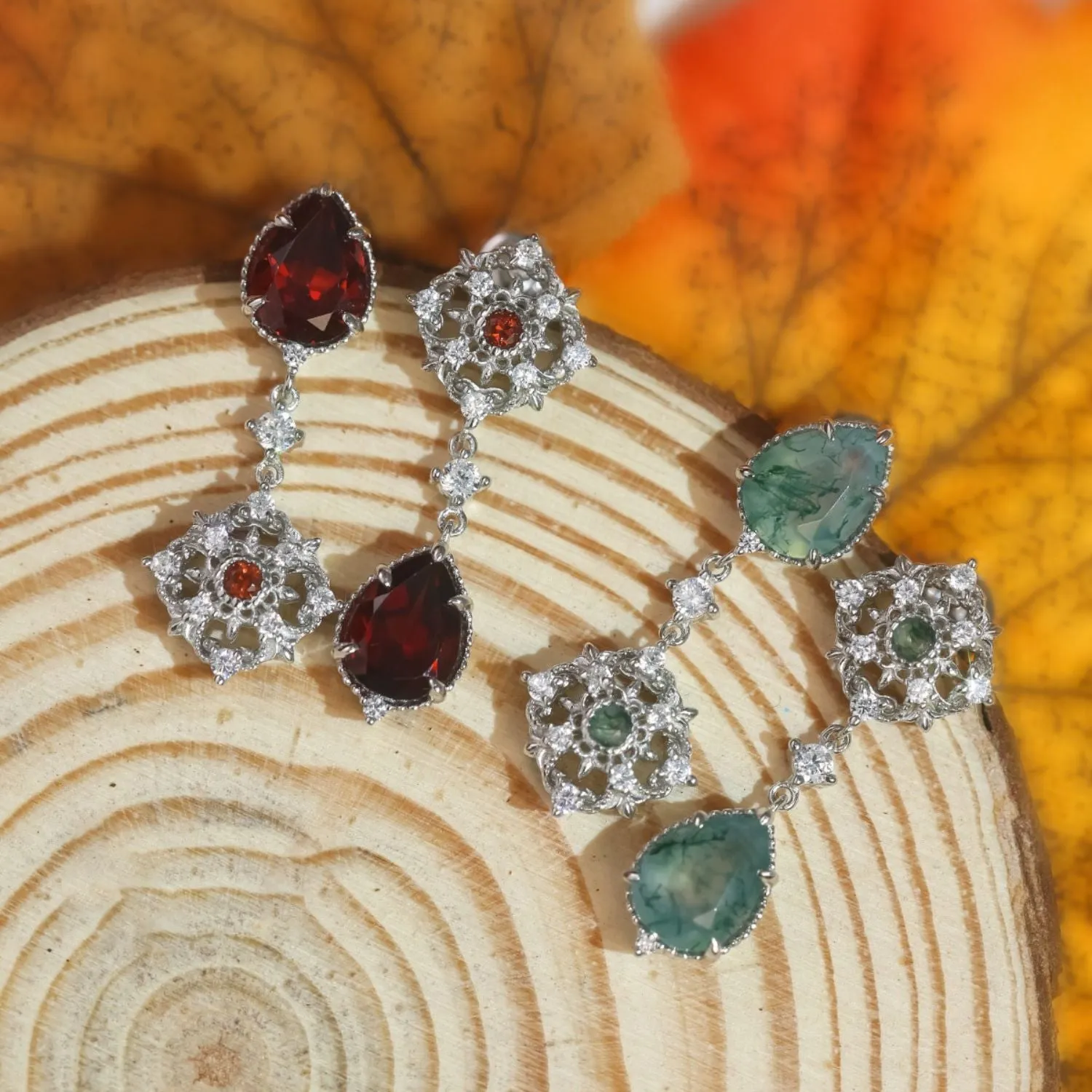Eternal Orbit Moss Agate Earrings