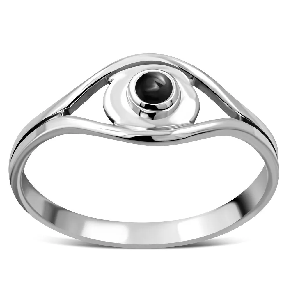 Evil Eye Sterling Silver Black Onyx Ring