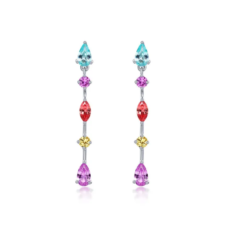 Fancy Lab-Grown Sapphire Linear Earrings