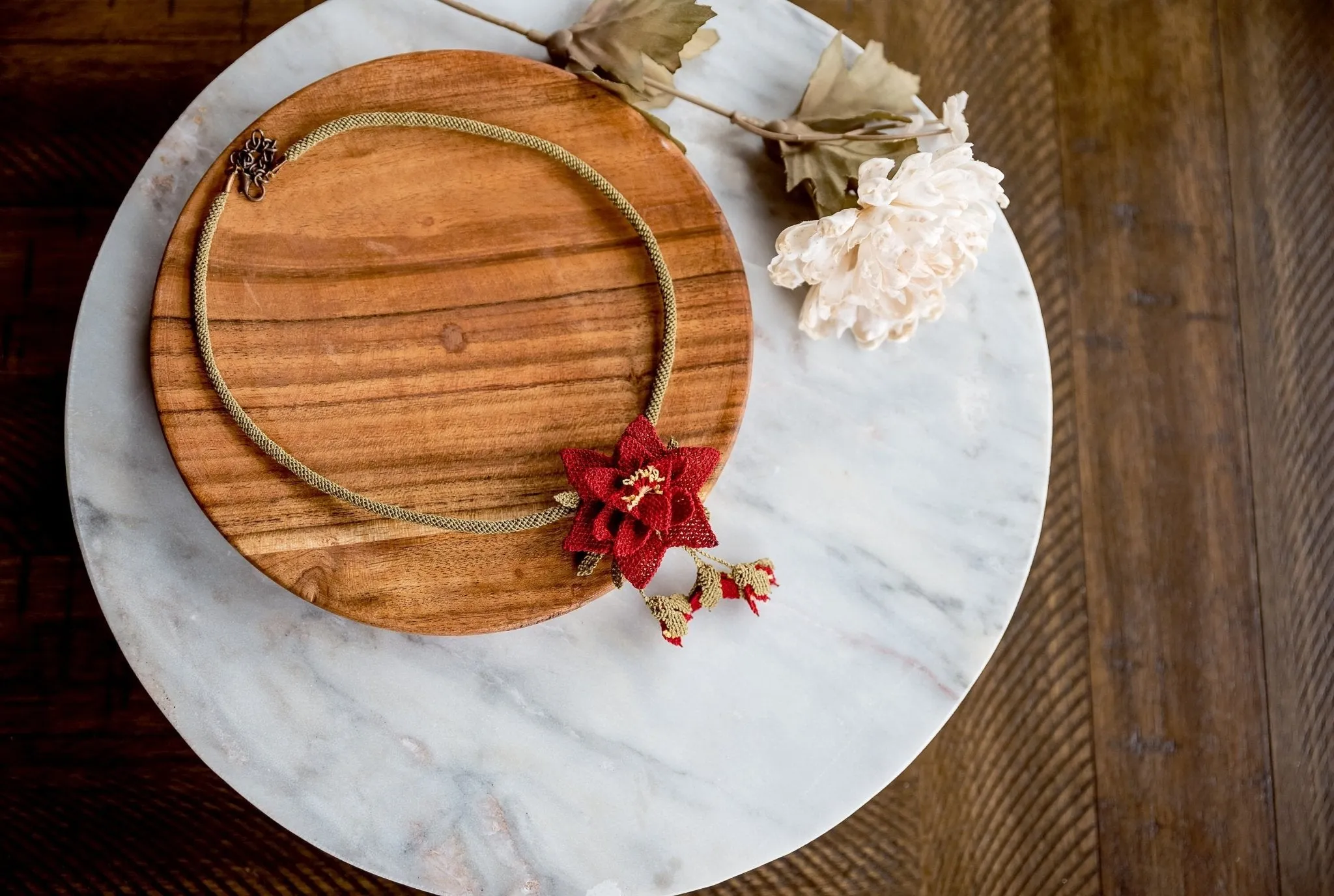 Floral Crochet Statement Necklace