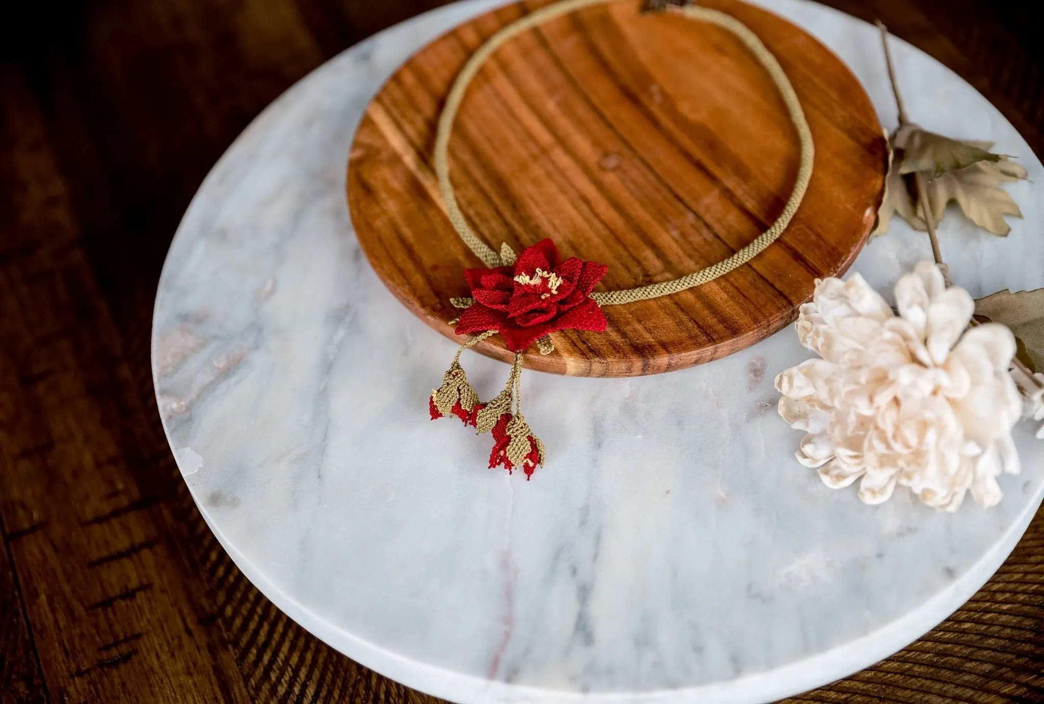 Floral Crochet Statement Necklace