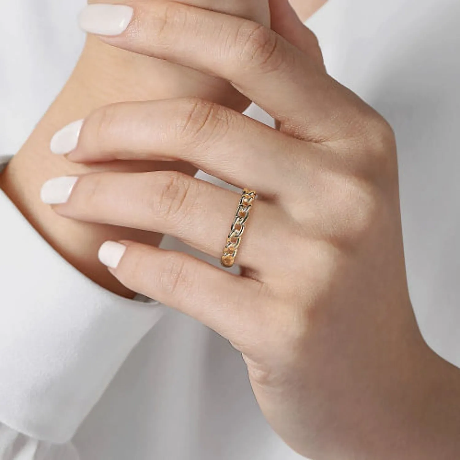 Gabriel & Co. Polished Cuban Link Style Ring