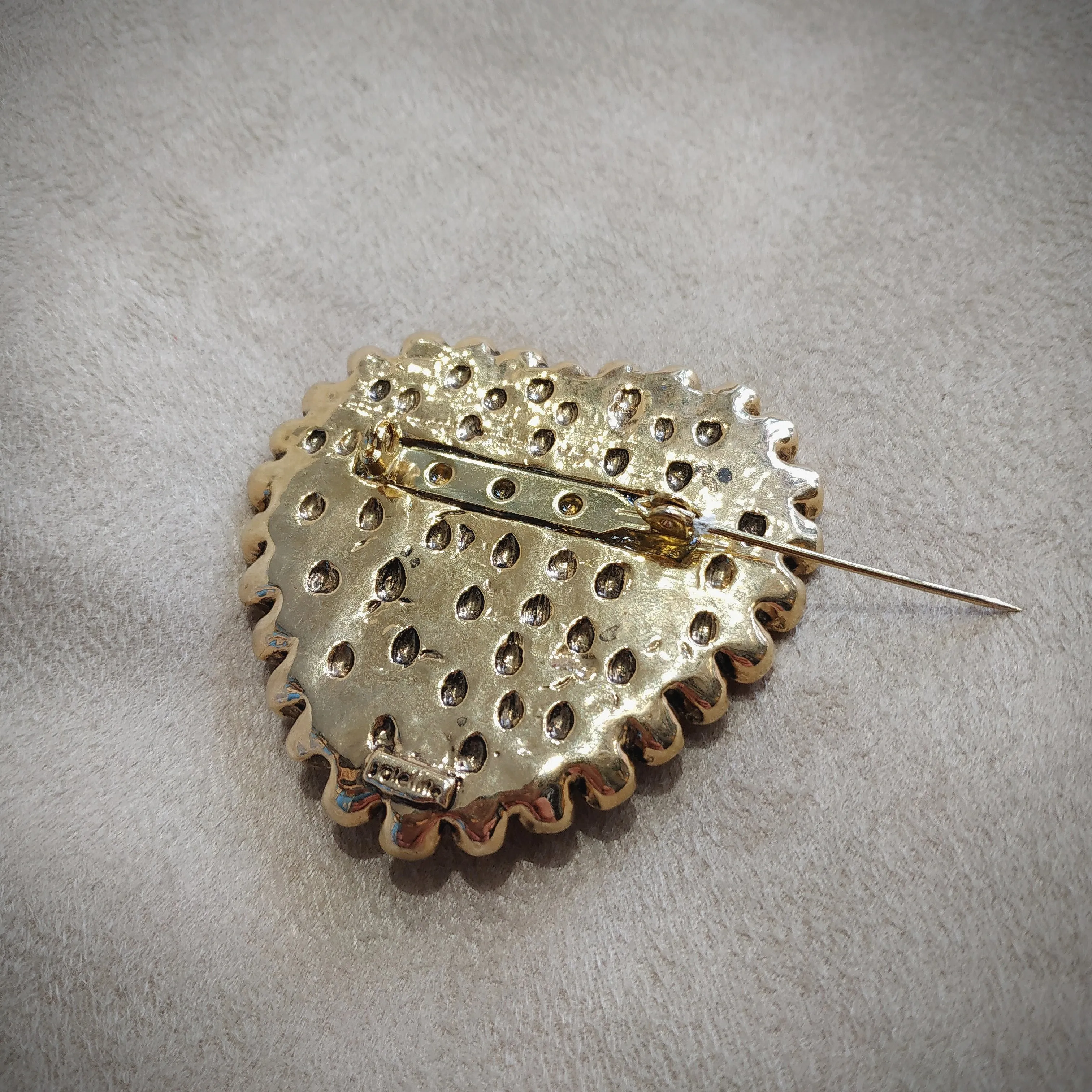 Golden Green Heart Brooch  by Satelite Paris