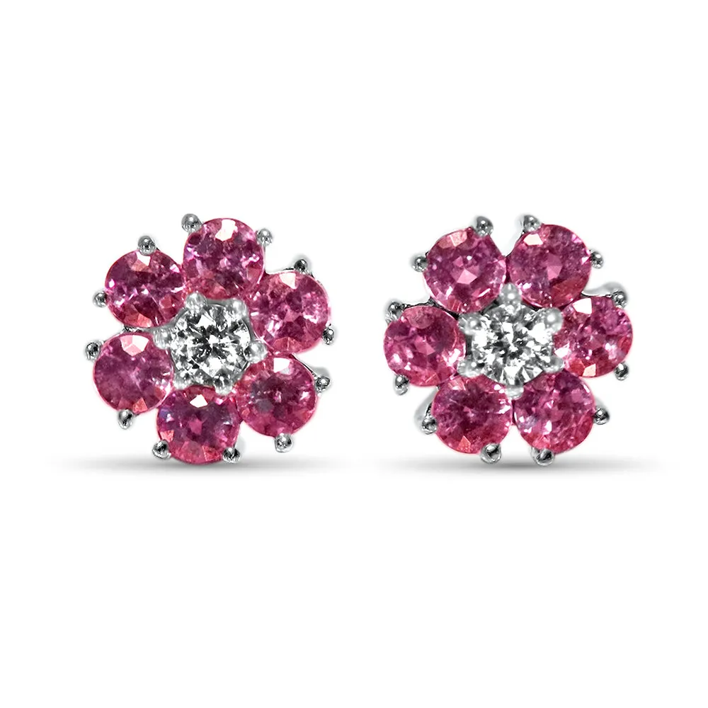 Graceful Blossom - 18K White Gold Natural Alexandrite Earring