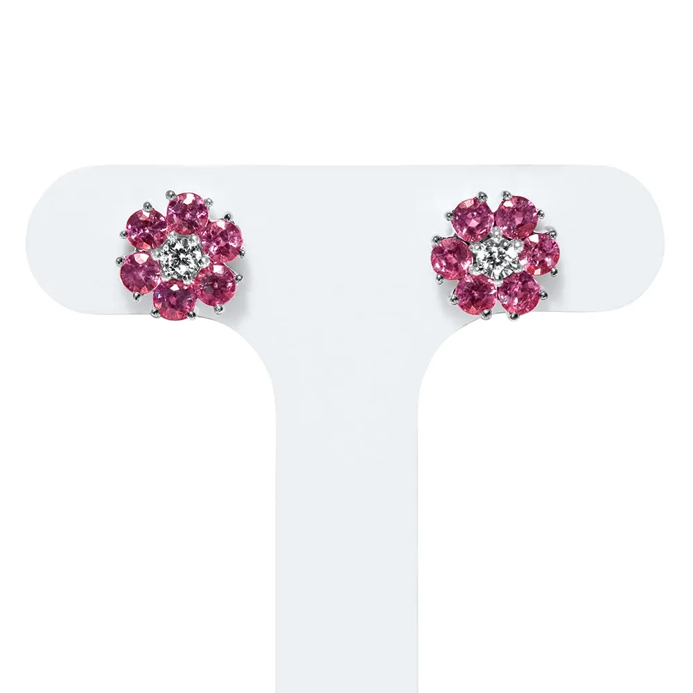 Graceful Blossom - 18K White Gold Natural Alexandrite Earring