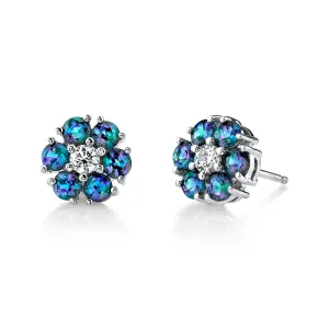 Graceful Blossom - 18K White Gold Natural Alexandrite Earring
