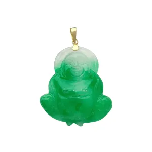 Halo Laughing Buddha Jade Pendant (14K)