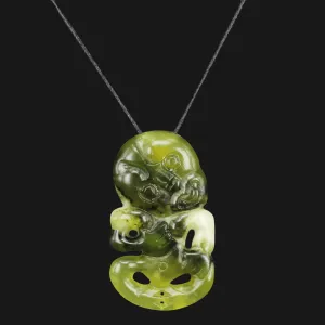 Handmade Flower Jade Hei Tiki Necklace Celebrate Maori Heritage with Unique and Eye-Catching Piece of Jewelry Meaningful Beautiful Jewelry
