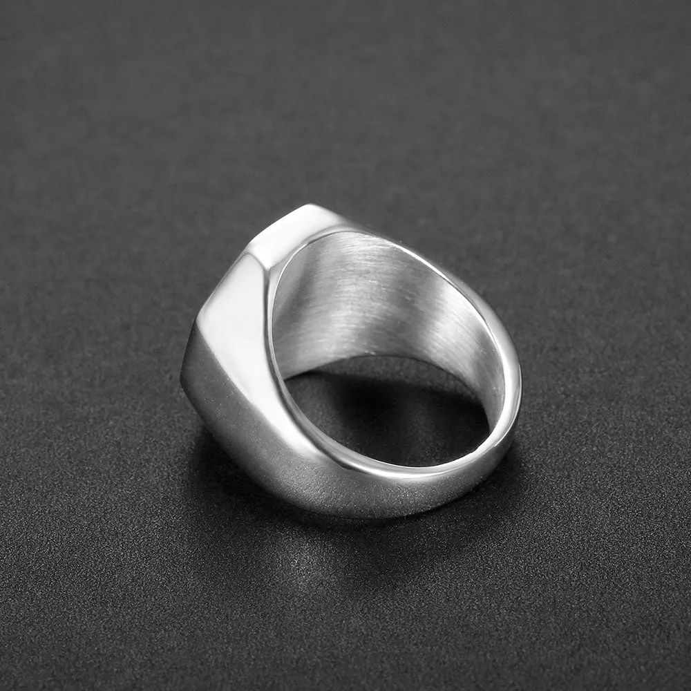 HEXAGON LION HEAD SIGNET RING
