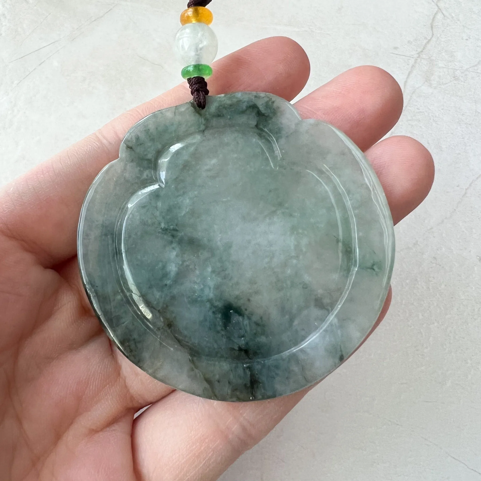 Icy Translucent Green Jadeite Jade Dragon Chinese Zodiac Hand Carved Pendant Necklace, YJ-0322-0355363