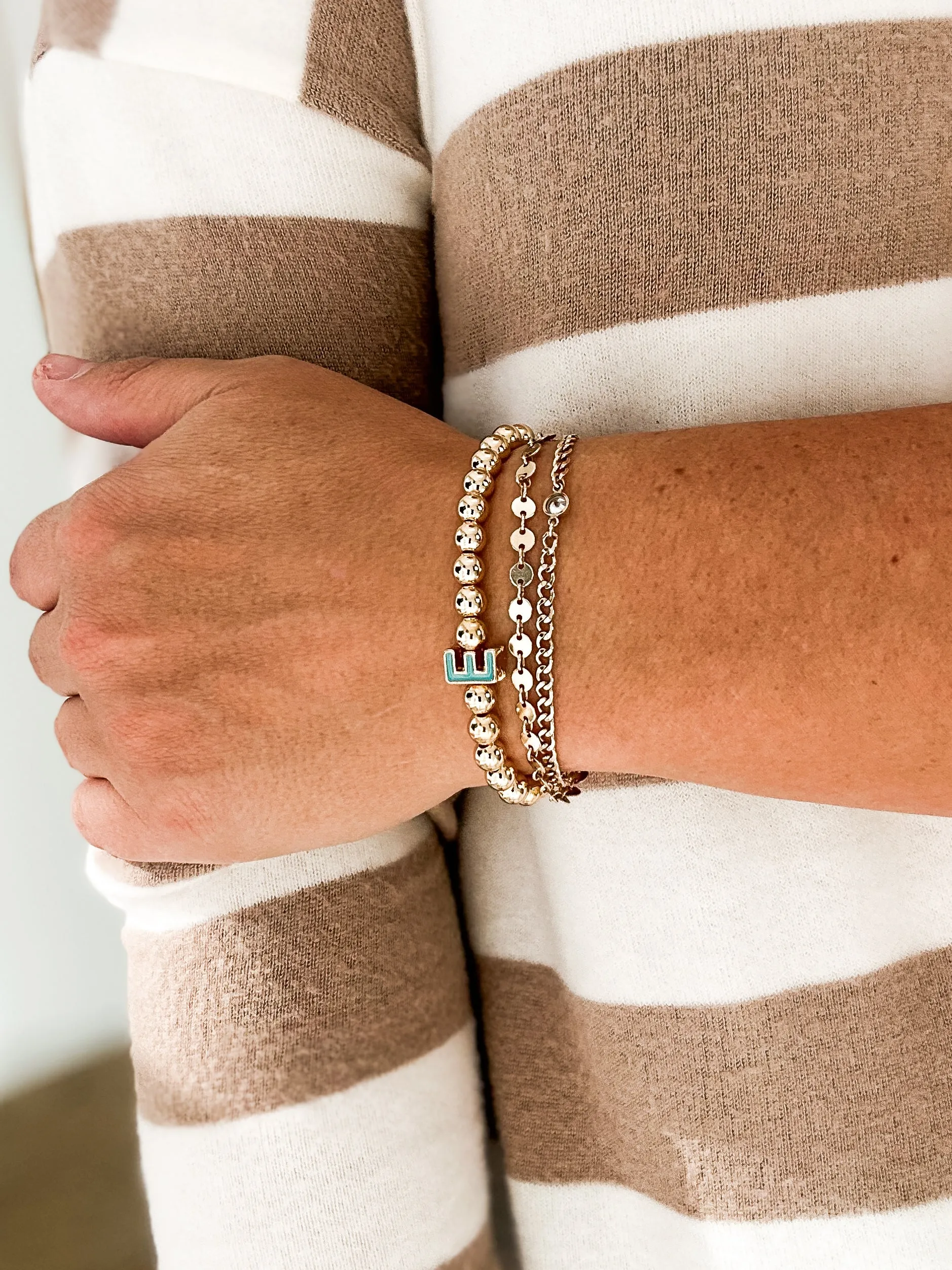 Initial Gold Beaded Bracelet