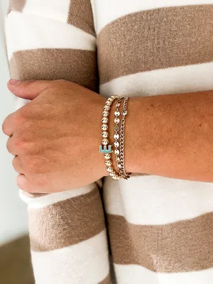Initial Gold Beaded Bracelet