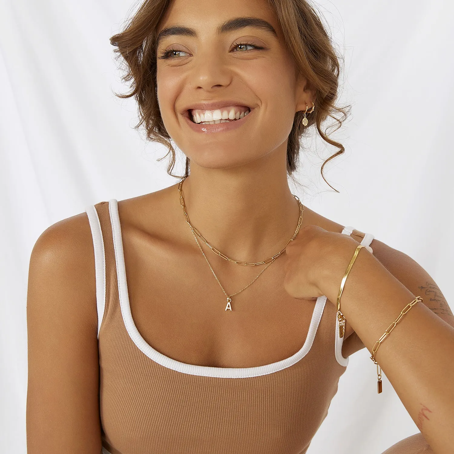 Initial Gold Charm Necklace