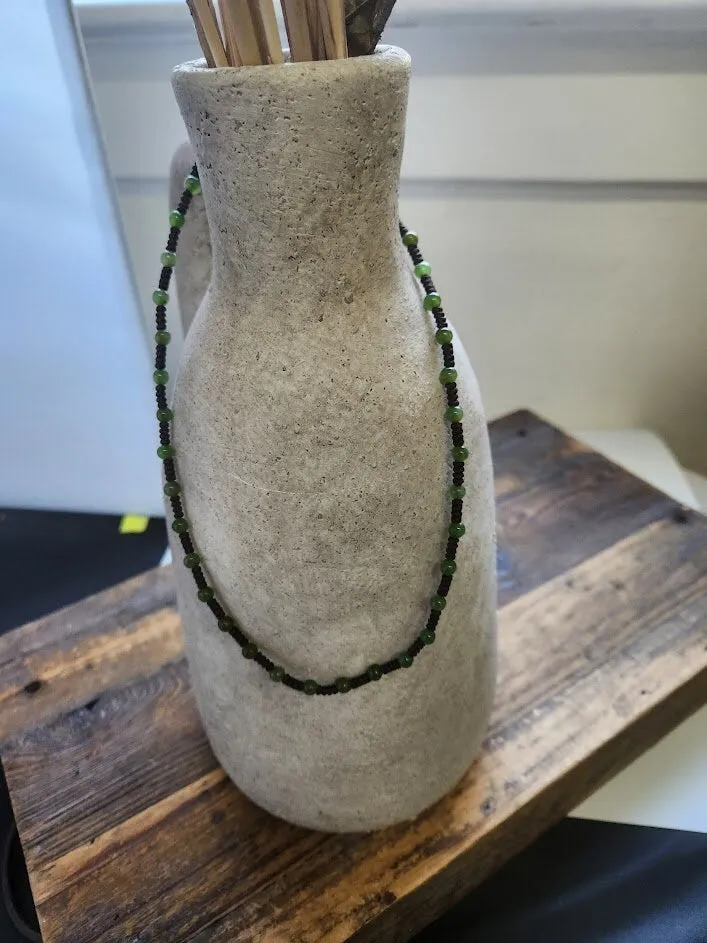 Jade Beaded Necklace 16" - Canadian Nephrite Jade