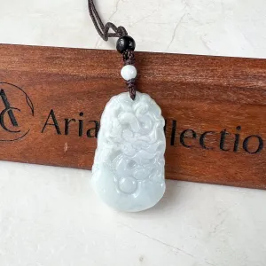 Jadeite Jade Dragon Chinese Zodiac Carved Pendant Necklace, YJ-0321-0462573-3