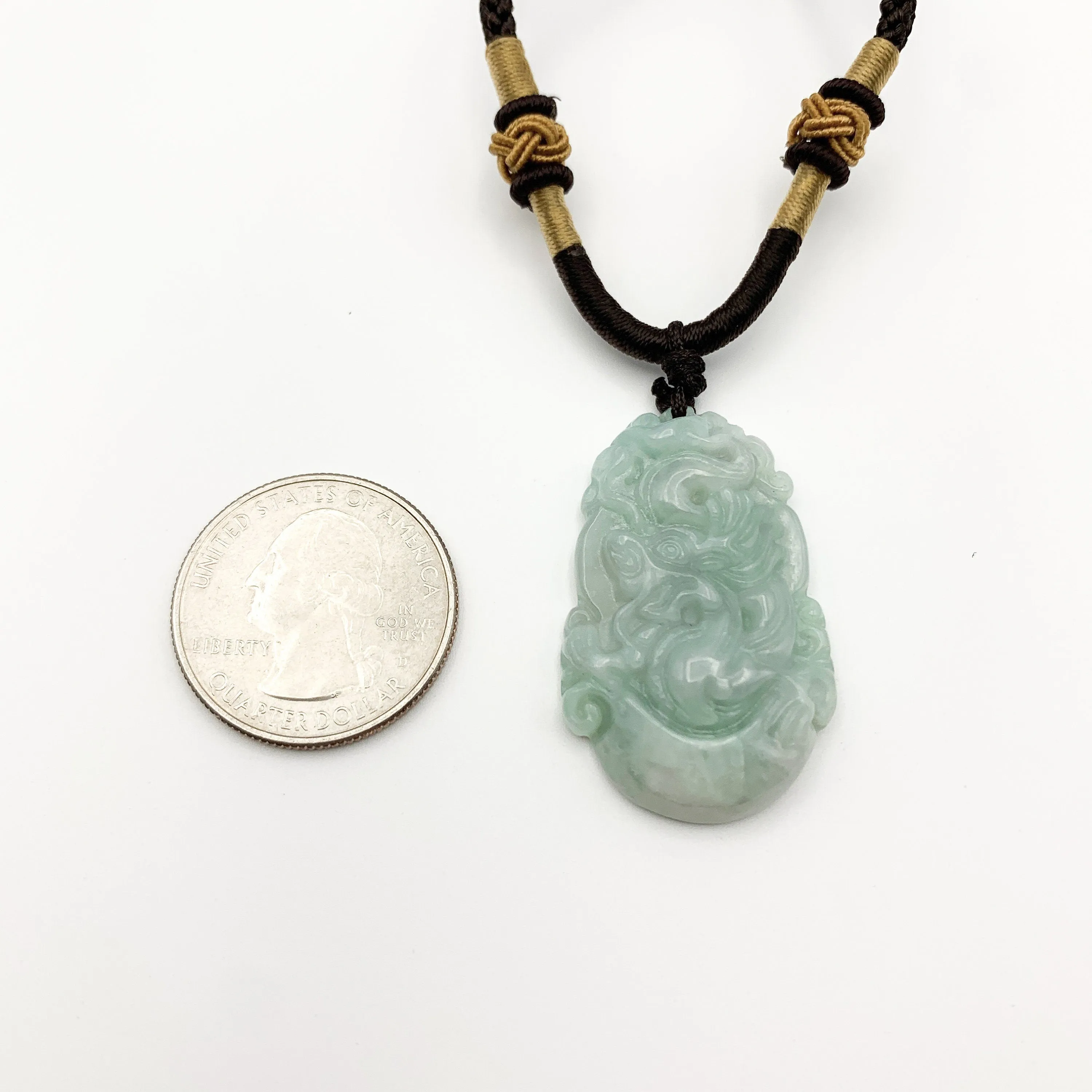 Jadeite Jade Dragon Chinese Zodiac Carved Pendant Necklace, YW-0110-1646517413