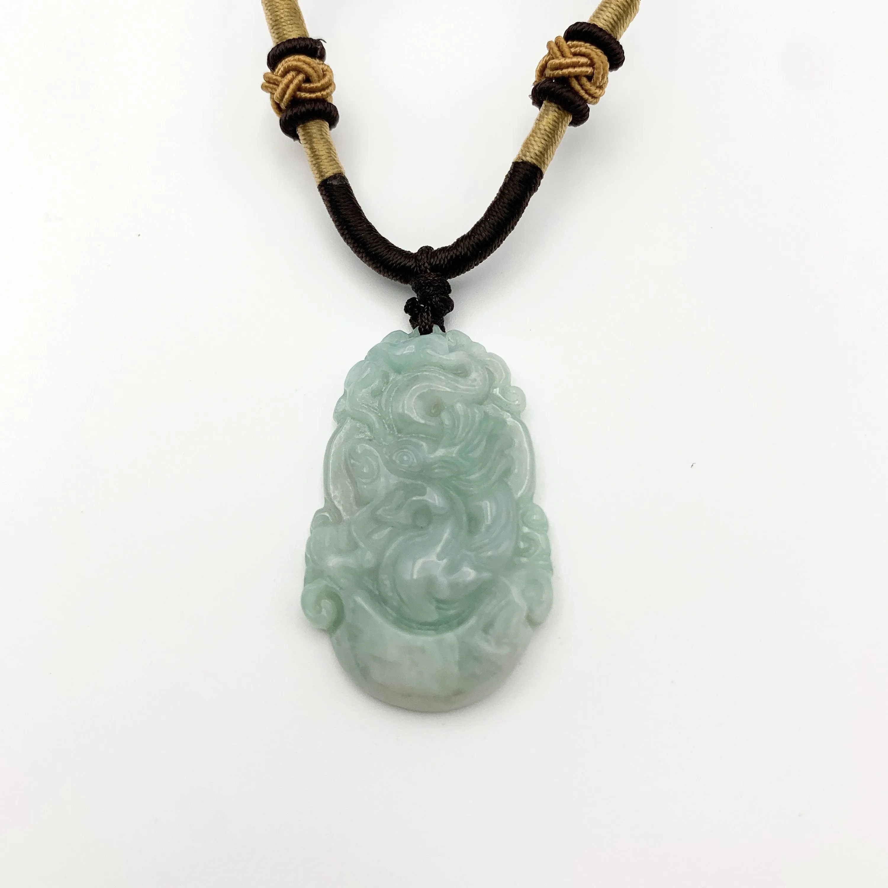 Jadeite Jade Dragon Chinese Zodiac Carved Pendant Necklace, YW-0110-1646517413