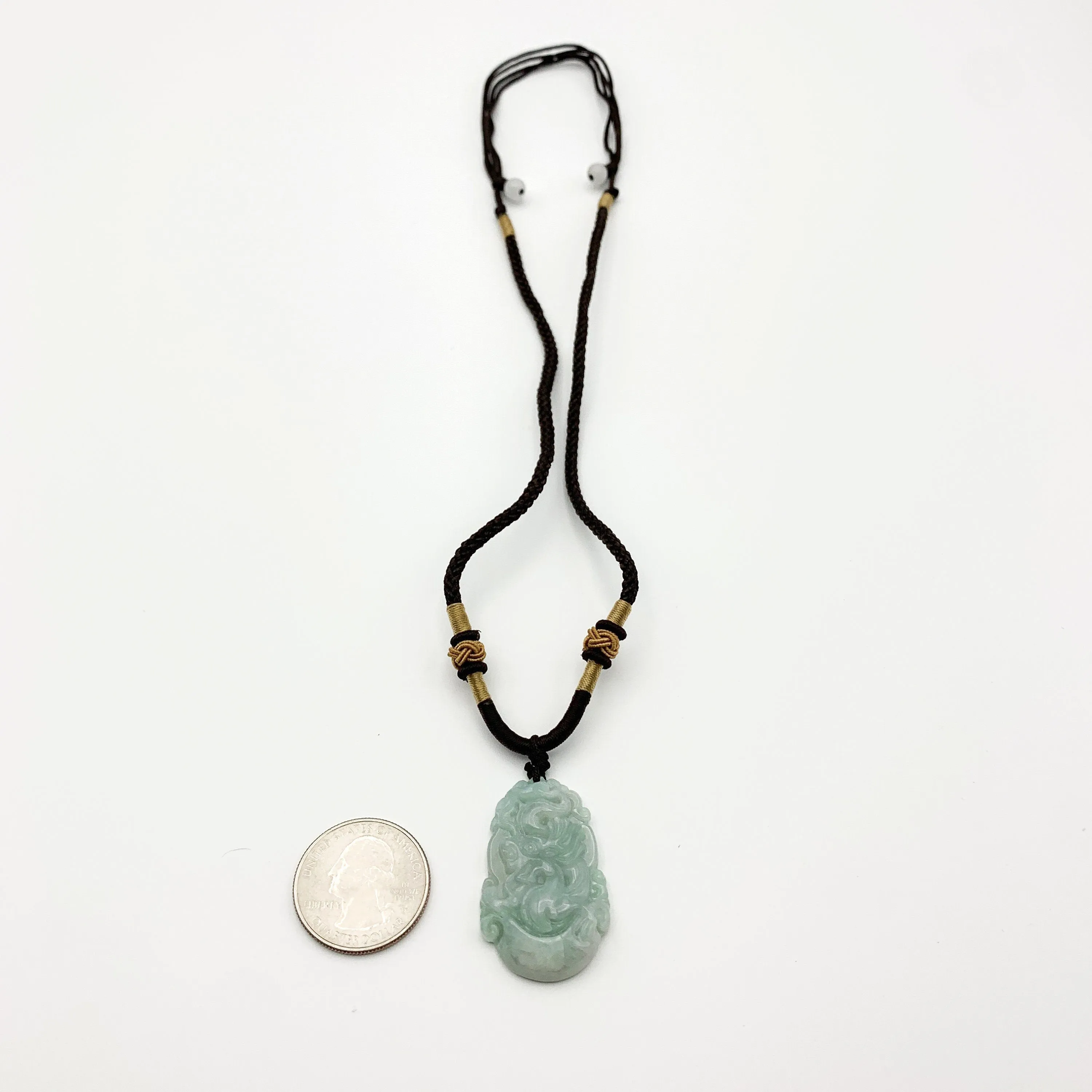 Jadeite Jade Dragon Chinese Zodiac Carved Pendant Necklace, YW-0110-1646517413