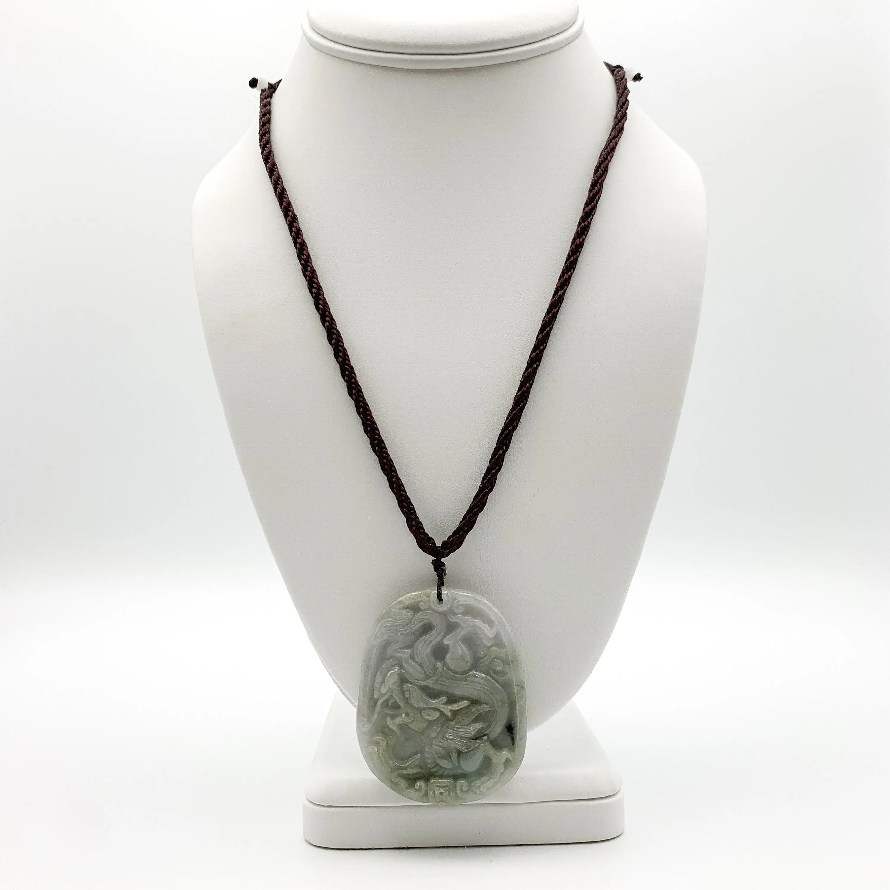 Jadeite Jade Dragon Chinese Zodiac Carved Pendant Necklace, YW-0110-1646517680
