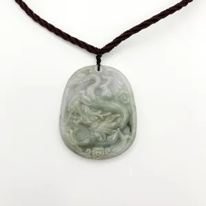 Jadeite Jade Dragon Chinese Zodiac Carved Pendant Necklace, YW-0110-1646517680