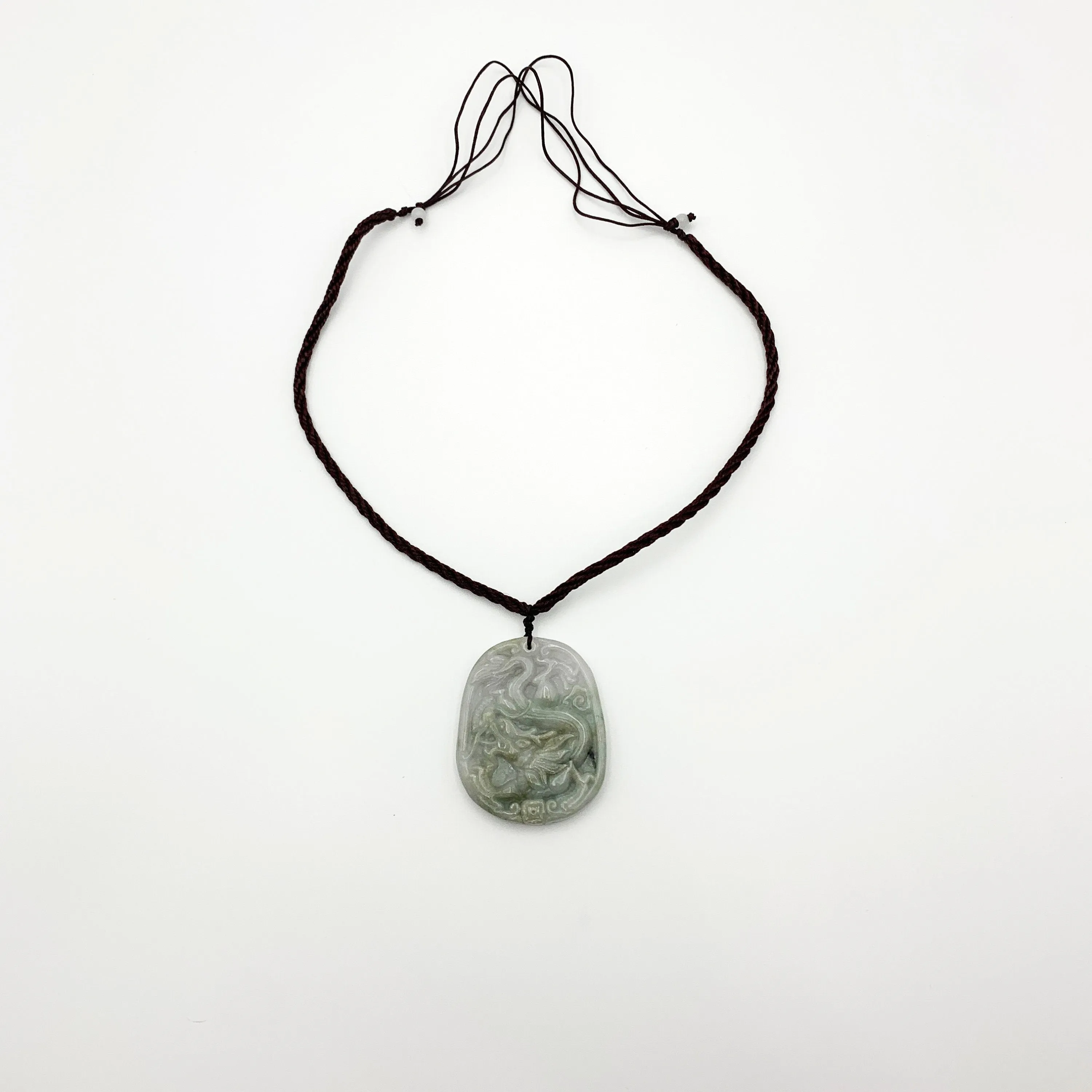 Jadeite Jade Dragon Chinese Zodiac Carved Pendant Necklace, YW-0110-1646517680