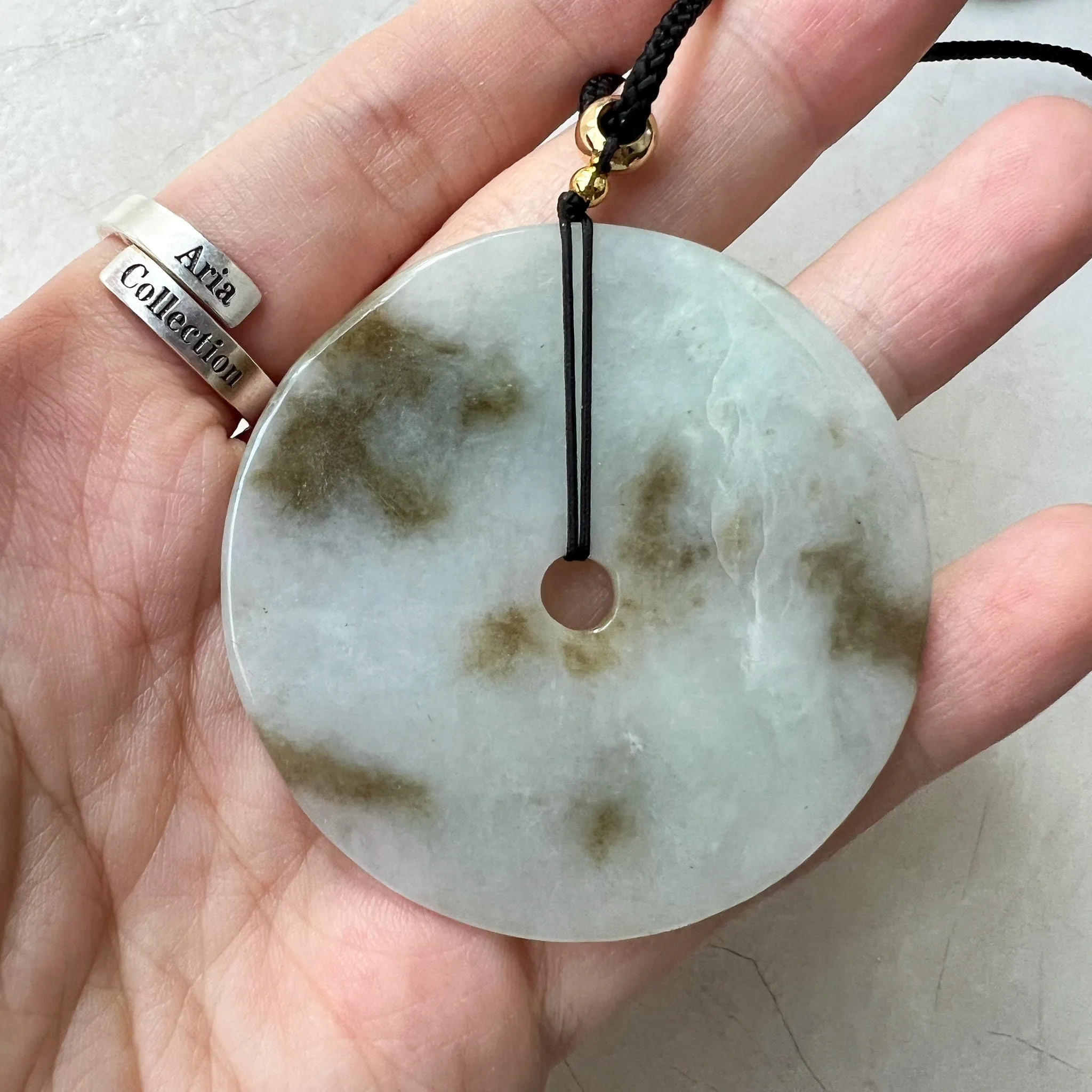 Jadeite Jade Landscape Mountain Forest River Scenery, Yellow Brown Jade, Hand Carved Pendant Necklace, YJ-0622-0427831