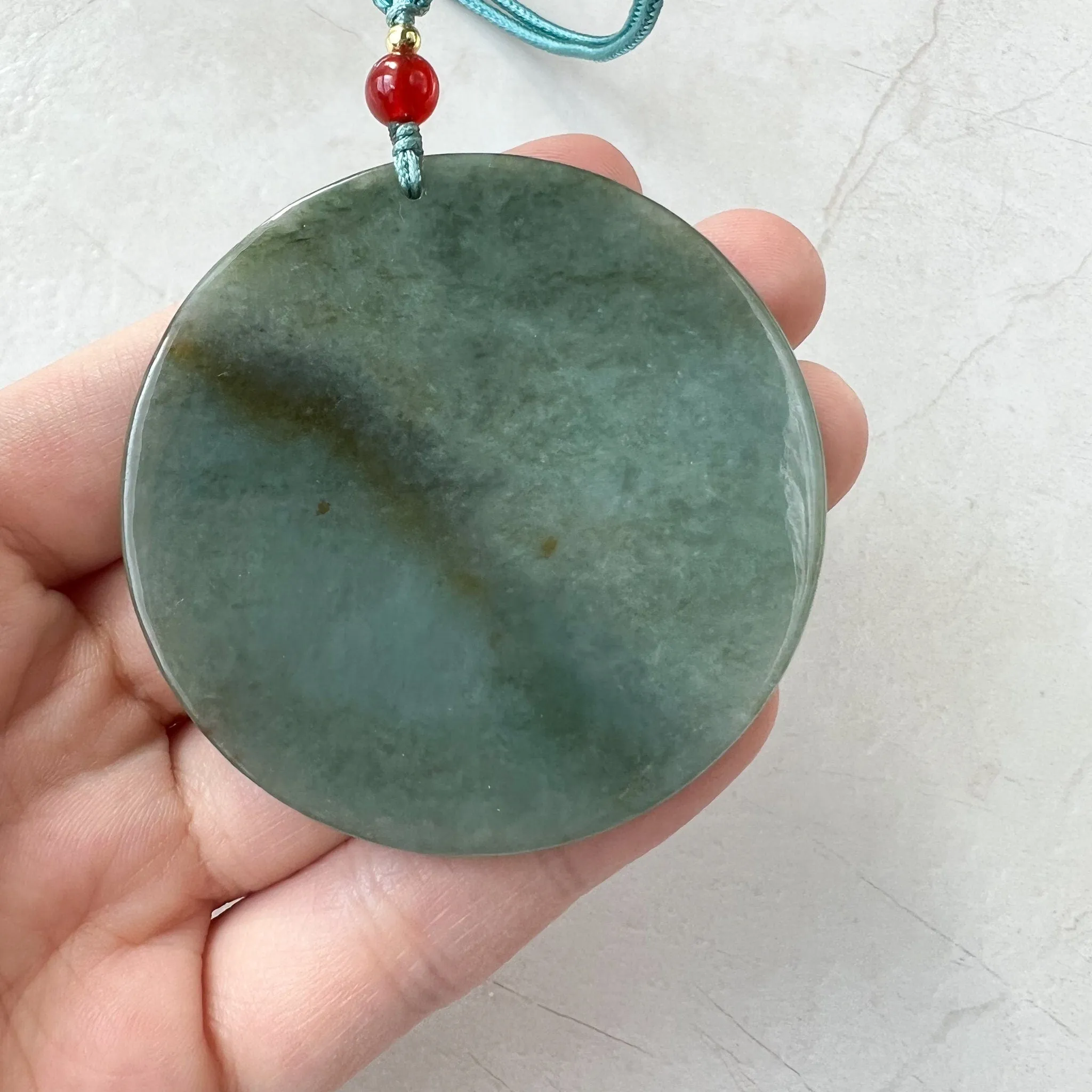 Jadeite Jade Landscape Mountain Forest River Tree, Crane, Longevity, Scenery Hand Carved Pendant Necklace, YJ-1221-0170321