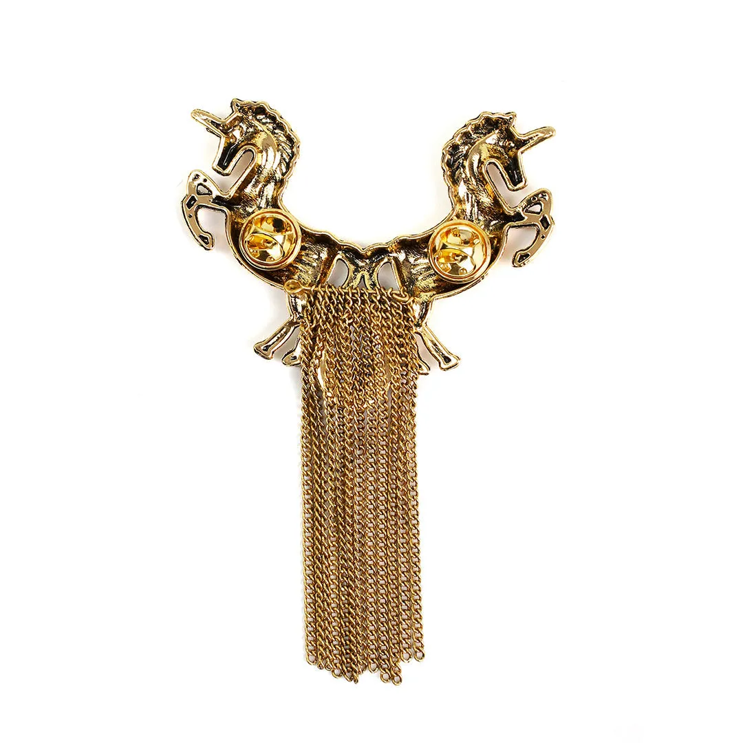 Kavove Ruby Horned Unicorn Duet Golden Colour Brooch