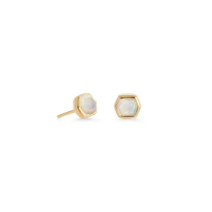 Kendra Scott 18K Yellow Gold Vermeil Davie Stud Earrings in White Opal