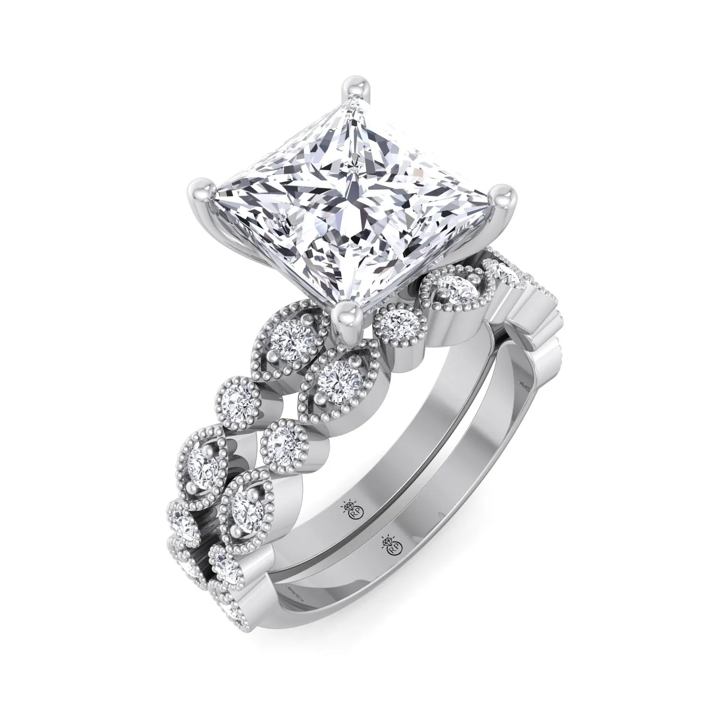 Laredo - Vintage Milligrain Wedding Band (0.13 CT)