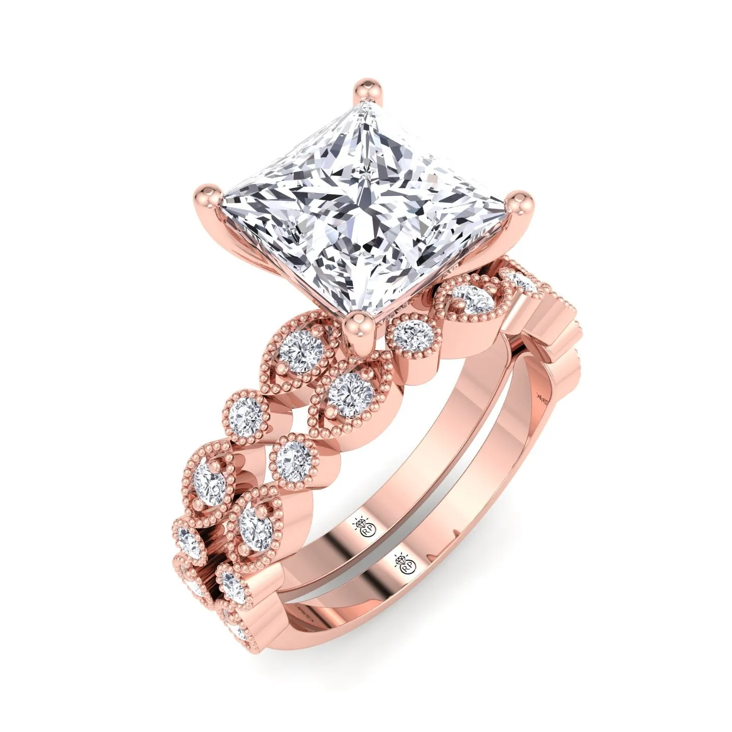 Laredo - Vintage Milligrain Wedding Band (0.13 CT)